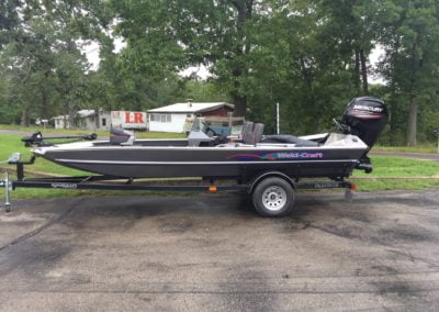 Nick Polanowski’s 1856 V Bass Weldcraft Boat with a 115/80hp Mercury Jet Motor